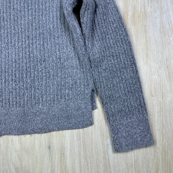 Lulus Gray Meeting Friends Ribbed Mock Neck Knit Cozy Pullover Sweater Small - Picture 12 of 14